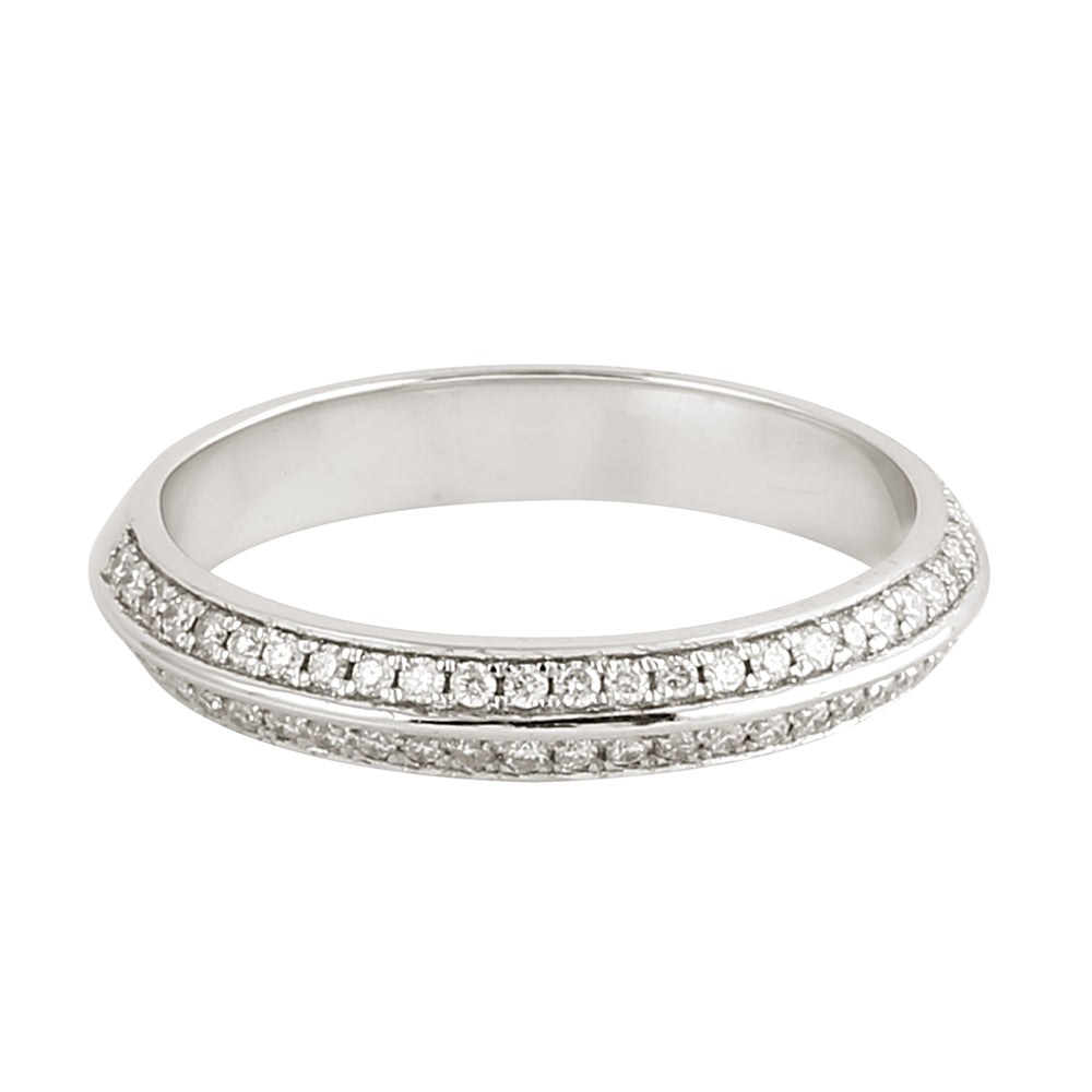 Double Row Diamond Pave Band in 18K White Gold