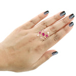 18k Rose Gold Natural Ruby Diamond Designer Ring Women Gift