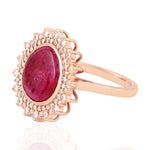 Beautiful Ruby Handmade pave Diamond Cocktail Ring For Women