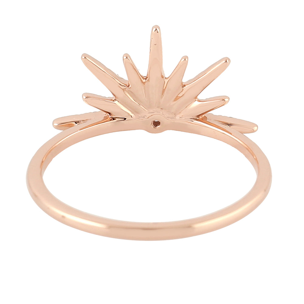 14K Rose Gold Pave Natural Diamond Starburst Design Ring For Christmas Gifts