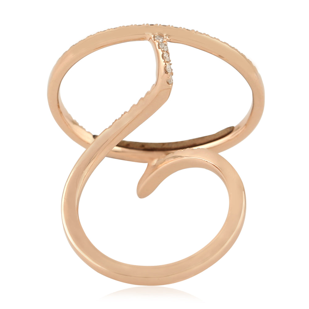 Pave Diamond Pave Handmade Wood Unique Ring In 14K Rose Gold