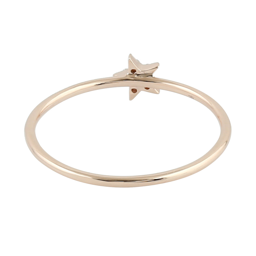 Pave Diamond Handmade Star Ring In 18K Rose Gold