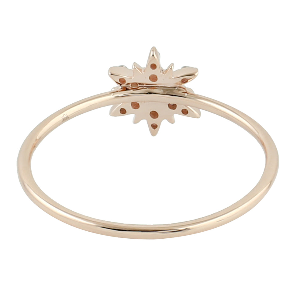 Pave Diamond Star Minimal Ring In 18K Rose Gold For Gifts