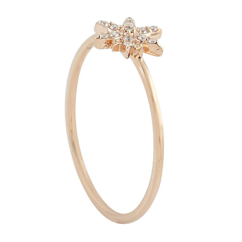 Pave Diamond Star Minimal Ring In 18K Rose Gold For Gifts