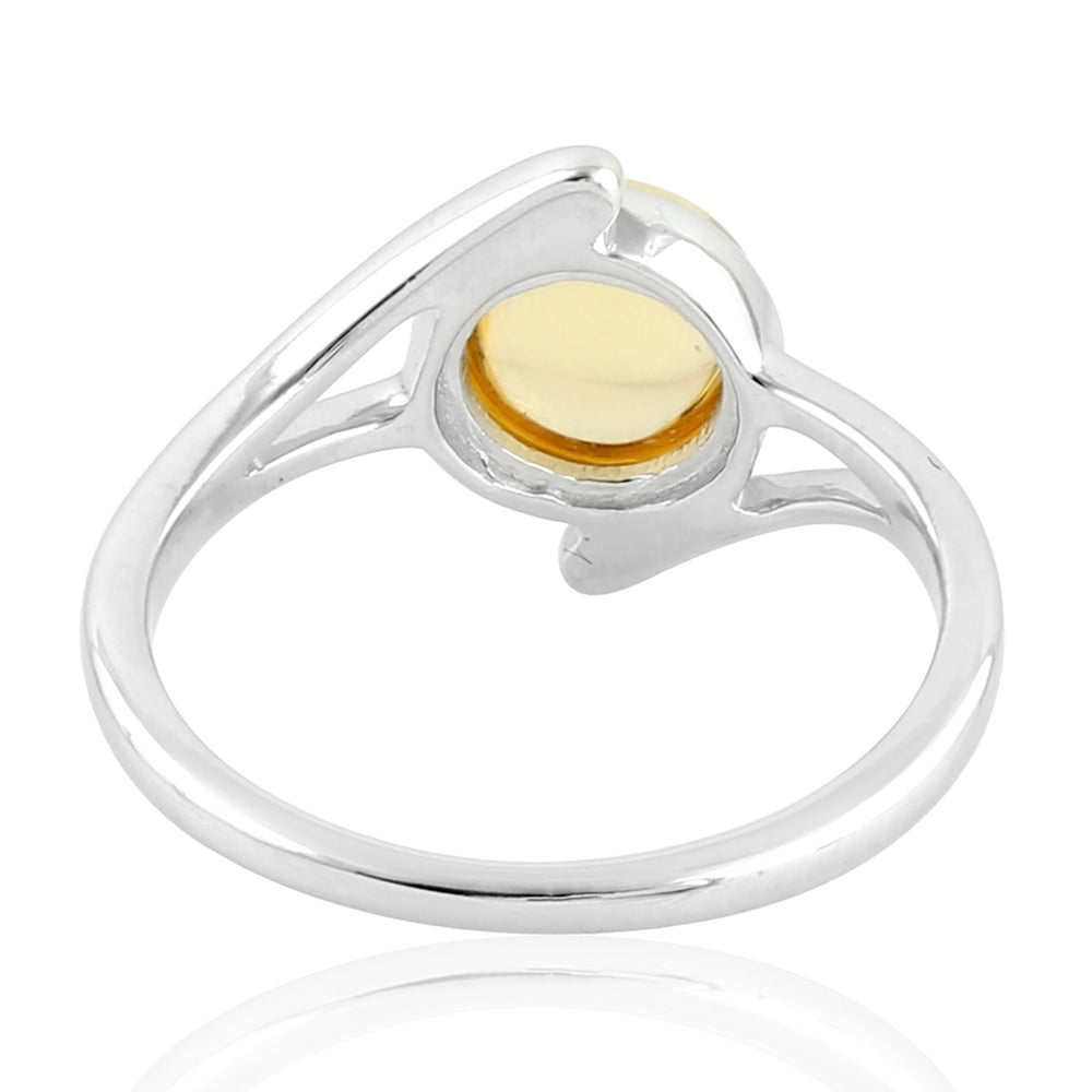 Bezel Set Citrine Single Stone Designer Silver Ring For Her