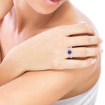 Beael Set Amethyst Single Stone By Pass Design Ring in Silver