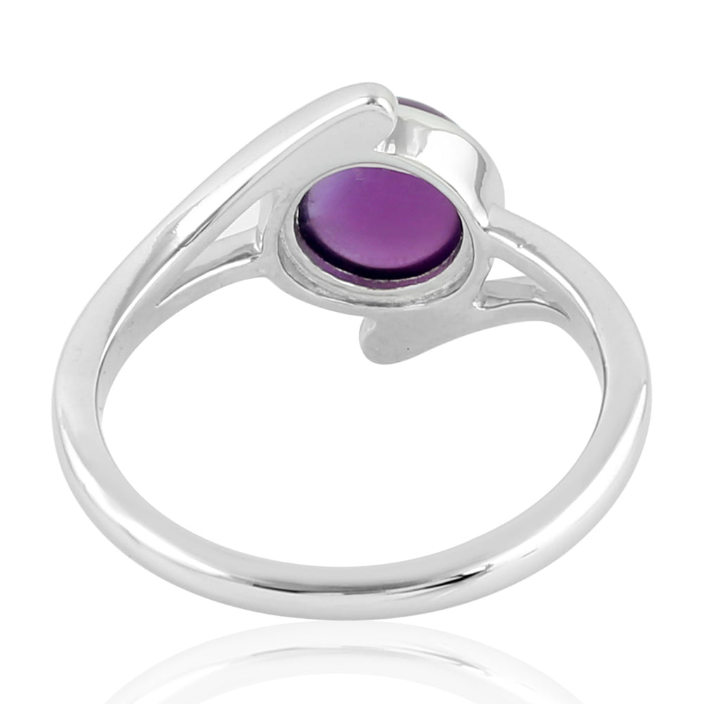 Beael Set Amethyst Single Stone By Pass Design Ring in Silver