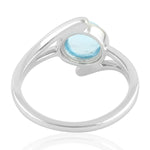 Beael Set Blue Topaz Single Stone By Pass Design Ring in Silver