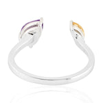 Marquise Citrine Amethyst Sterling Silver Between The Finger Ring