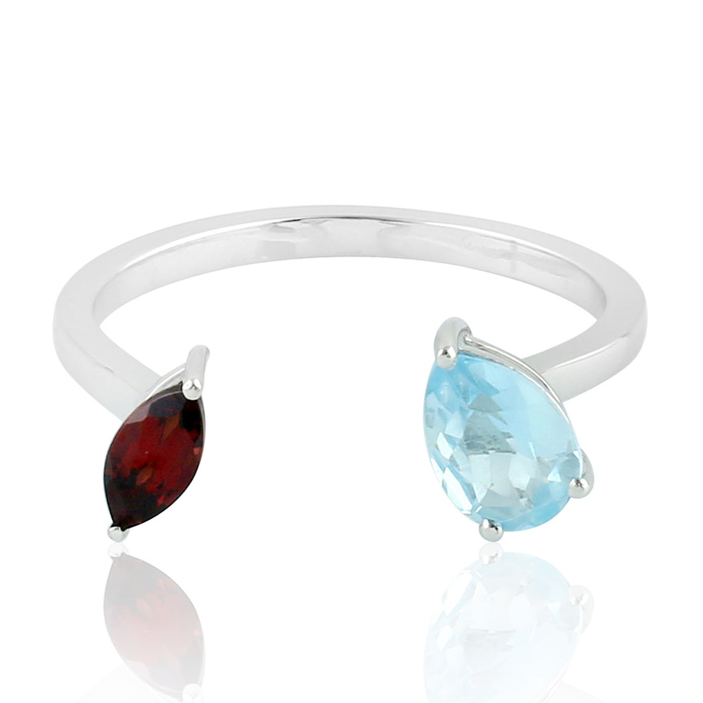 Marquise Garnet Topaz Between The Finger Ring In Silver