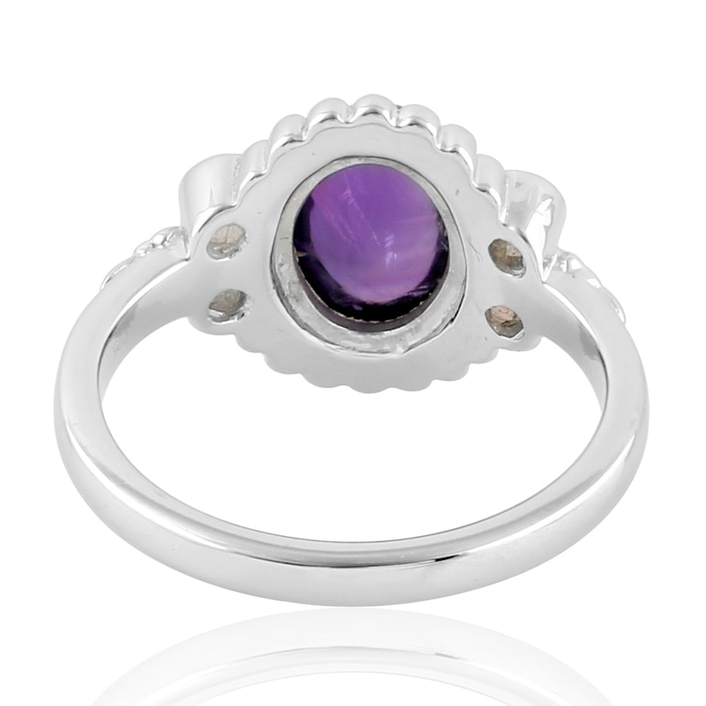 Natural Opal Ethopian Amethyst Handmade Cocktail Ring In Silver
