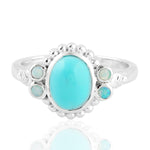 Bezel Set Turquoise Opal Designer Cocktail Ring In Silver