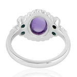 Natural Amethyst Turquoise Designer Handmade Cocktail Ring In Silver