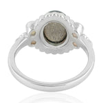 Natural Labradorite Opal Designer Handmade Cocktail Ring In Silver