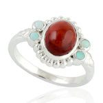 Red Garnet Ethopian Handmade Silver Designer Ring For Her