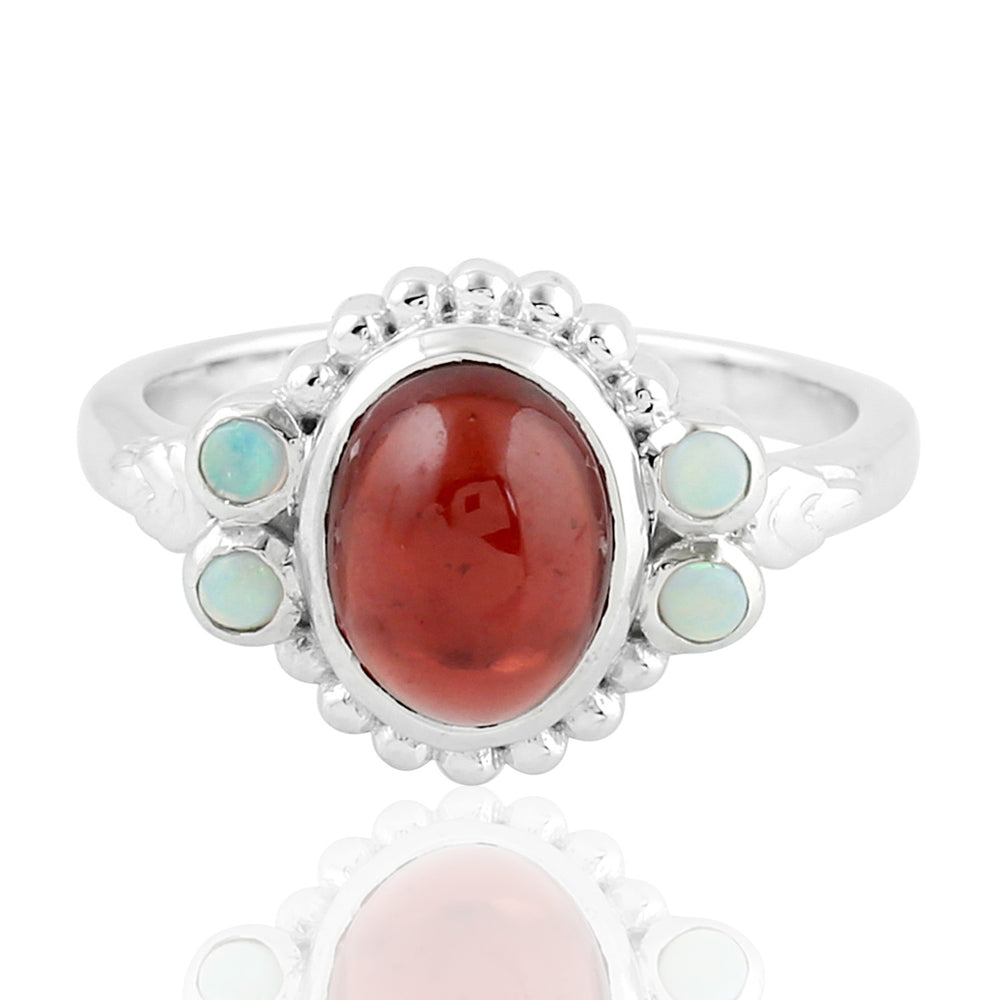 Red Garnet Ethopian Handmade Silver Designer Ring For Her
