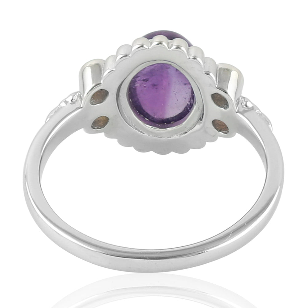 Opal Ethopian bezel Set Amethyst Silver Ring For Her