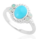 Bezel Set Turquoise Moonstone Handmade Sterling Silver Ring Jewelry