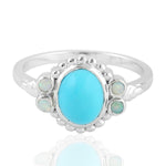 Bezel Set Turquoise Moonstone Handmade Sterling Silver Ring Jewelry