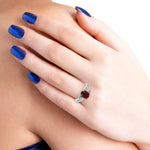 Garnet Blue Topaz Prong Set Sterling Silver Handmade Ring For Her