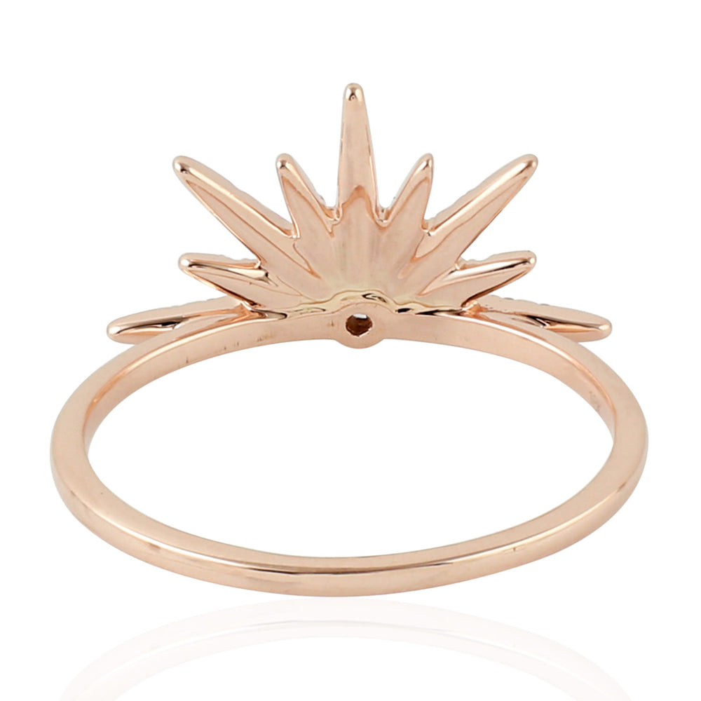 Natural Pave Diamond Star Burst Design 18k Rose Gold Jewelry Ring