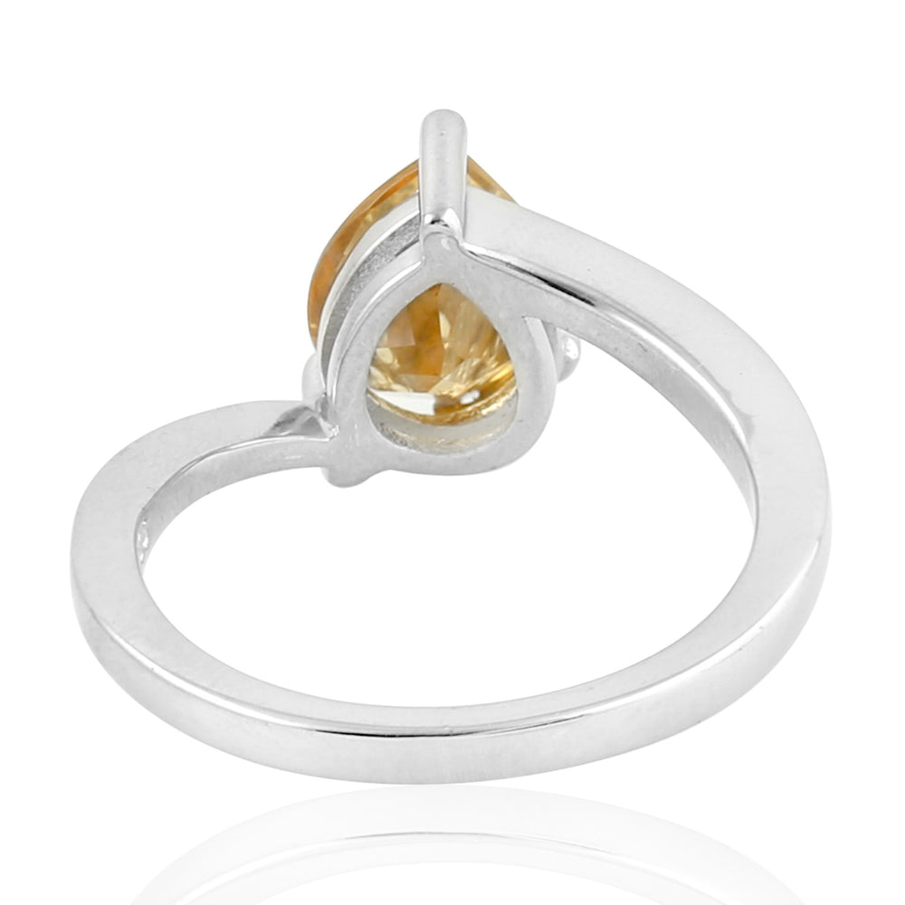 Natural Pear Cut Citrine Topaz Handmade Silver Ring Jewelry