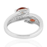 Marquise Garnet Topaz Handmade Bypass Design Silver Ring