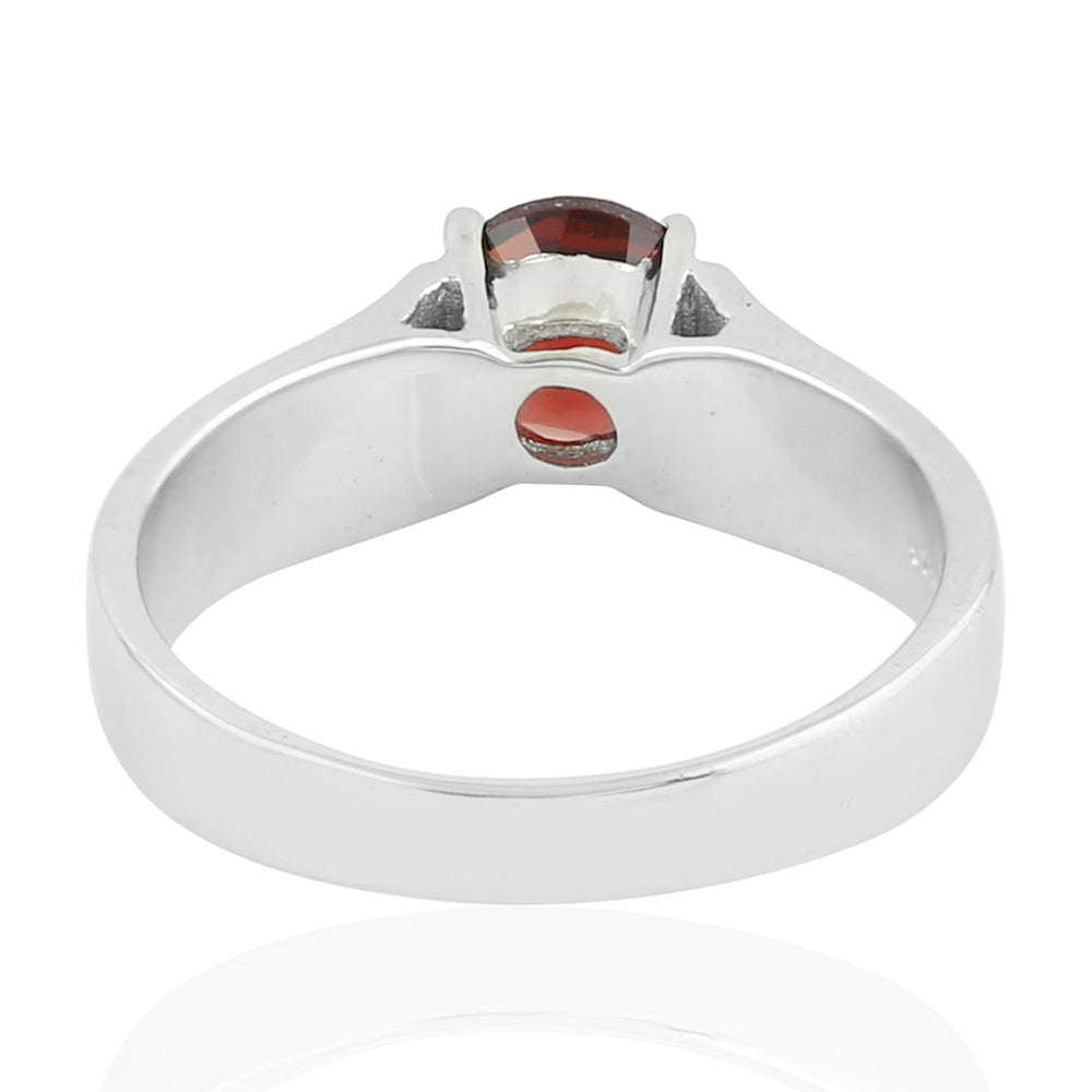 Prong Set Garnet Silver Single Stone Ring Gift Jewelry
