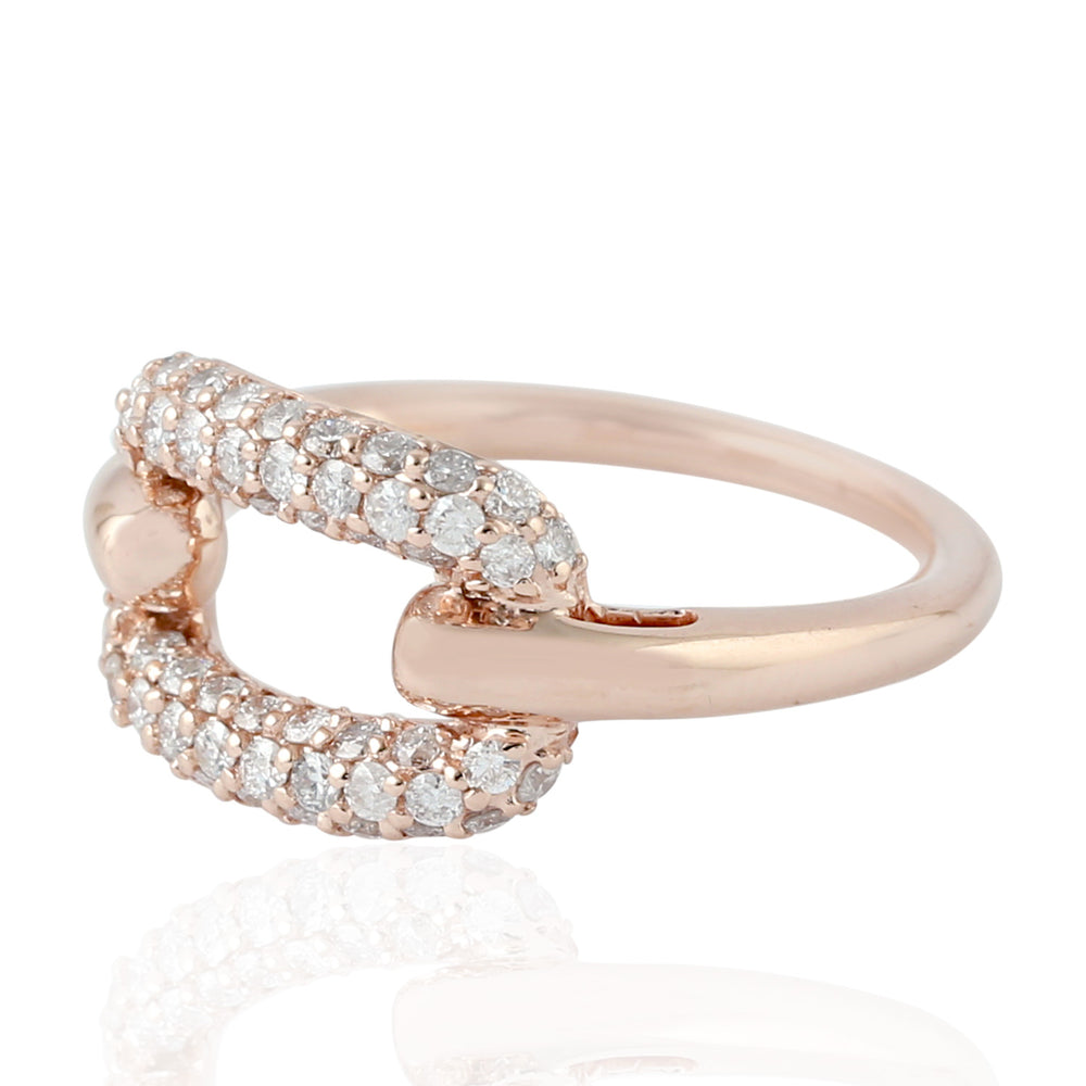 18K Rose Gold Pave Natural Diamond Designer Band Ring For Her