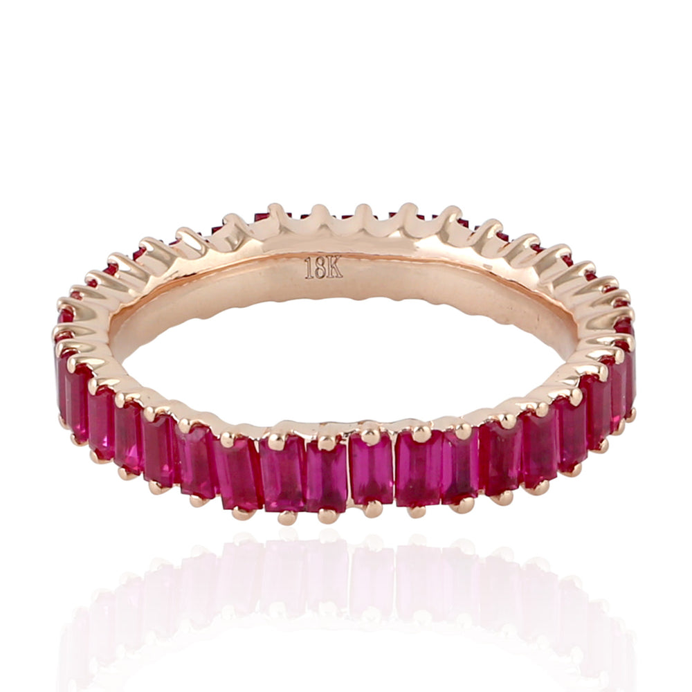 18K Rose Gold Channel Ruby Gemstone Full Eternity Band Ring