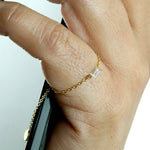 Baguette Diamond Chain Design Delicate Ring In 14k Gold