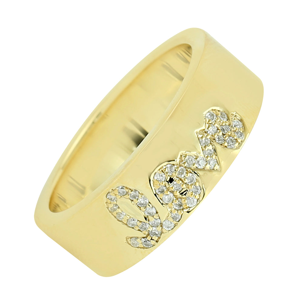 Pave Diamond "Love" Alphabet Band Ring For Love Gift In Gold