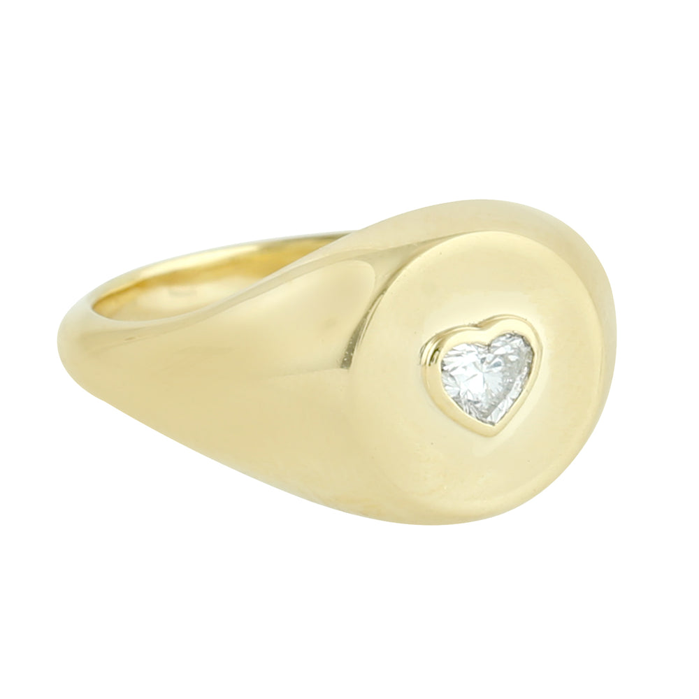 Heart Design Diamond Dome Ring In 14k Yellow Gold For Gift