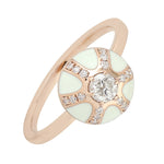Natural Pave Diamond 18k Rose Gold Dome Design Ring For Gift