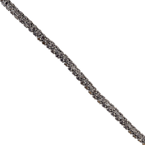 18K Yellow Gold Silver Pave Black Diamond Fixed And Flexible Tennis Bracelet