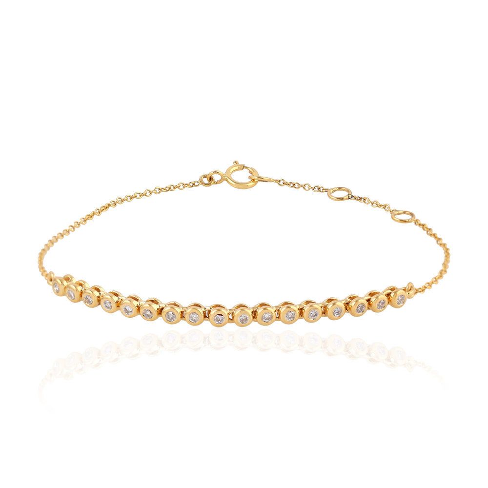 Bezel Set Diamondd 18k Solid Gold Bracelet For Gift