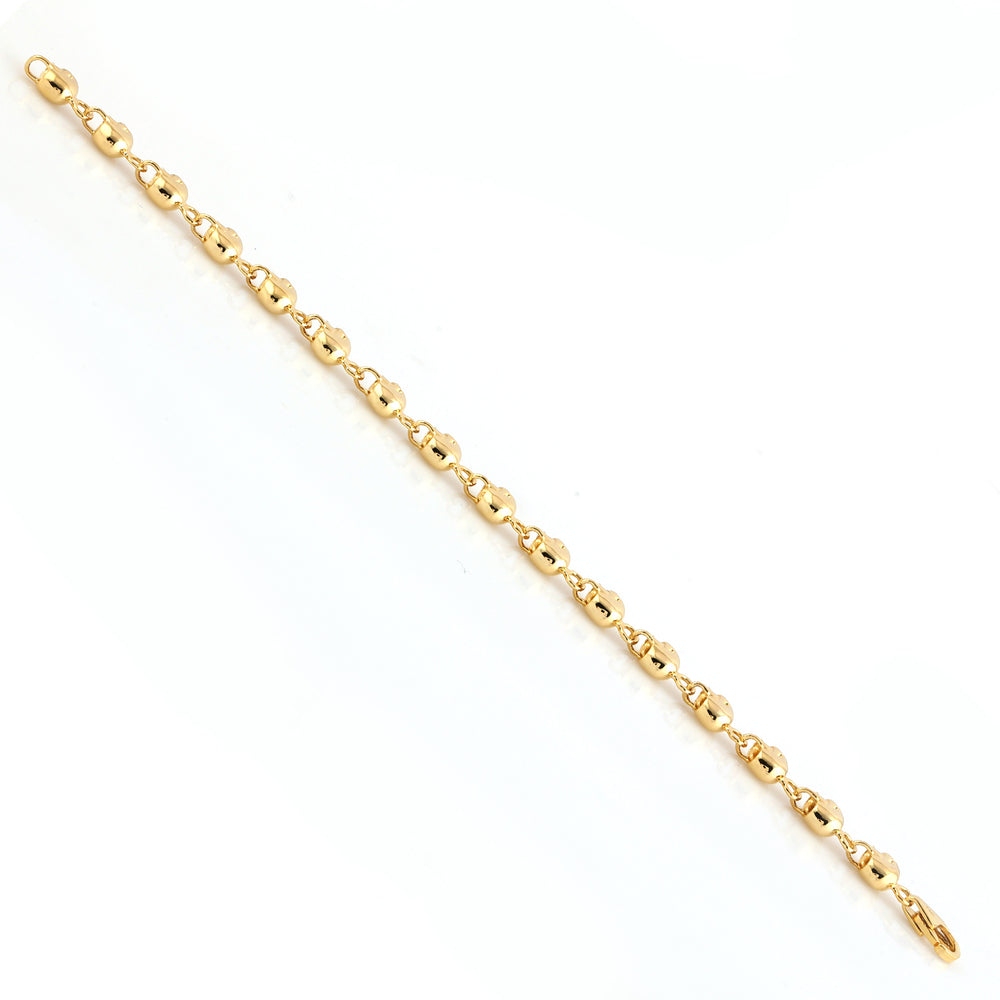 14k Yellow Gold Skull Linking Bracelet Halloween Jewelry