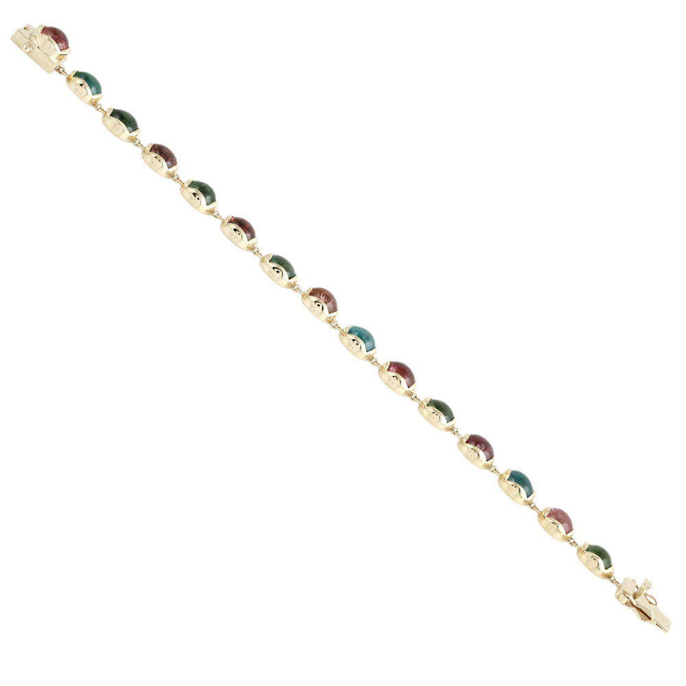 Cabochon Multi-Tourmaline Bracelet in 14K Yellow Gold
