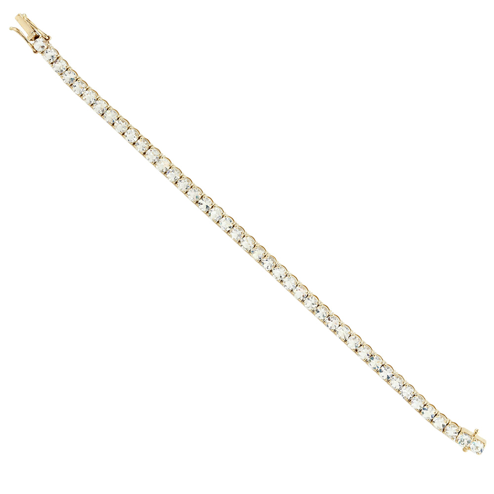 Natural Moonstone Blue Tennis Bracelet in 14K Yellow Gold