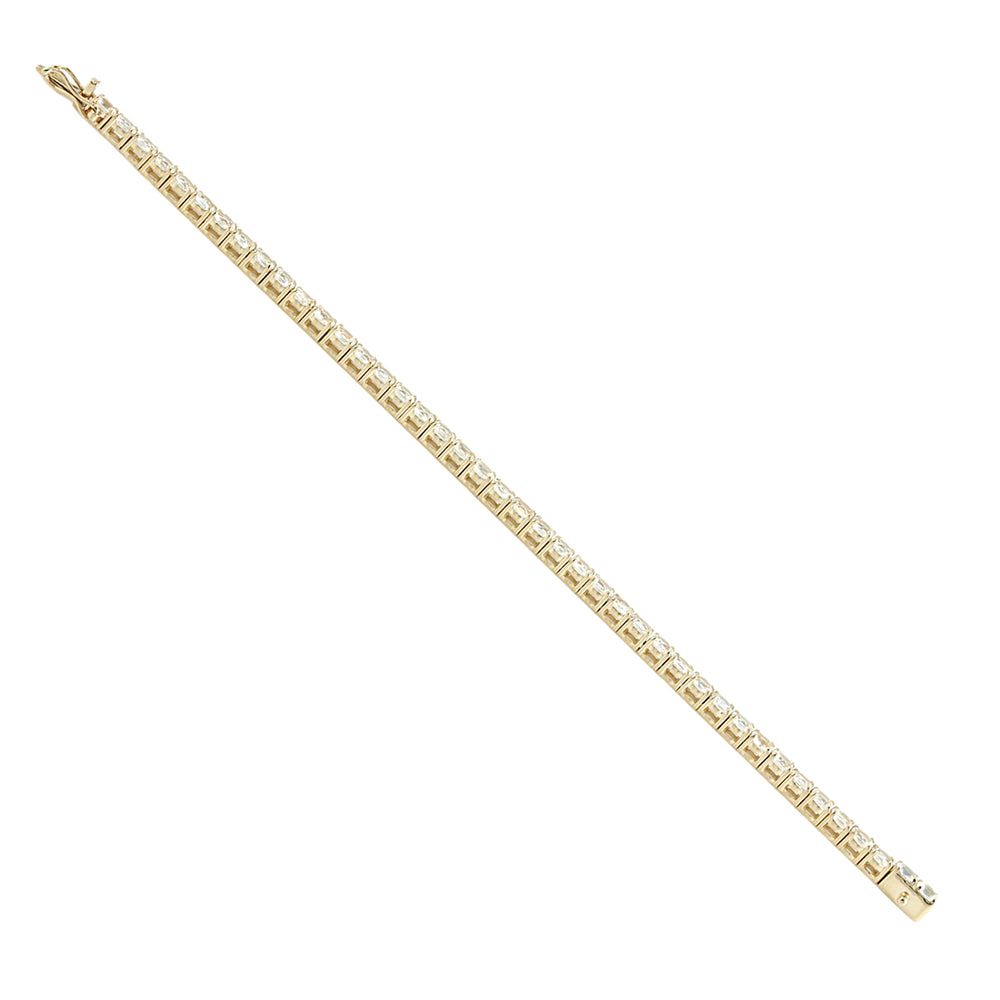 Natural Moonstone Blue Tennis Bracelet in 14K Yellow Gold