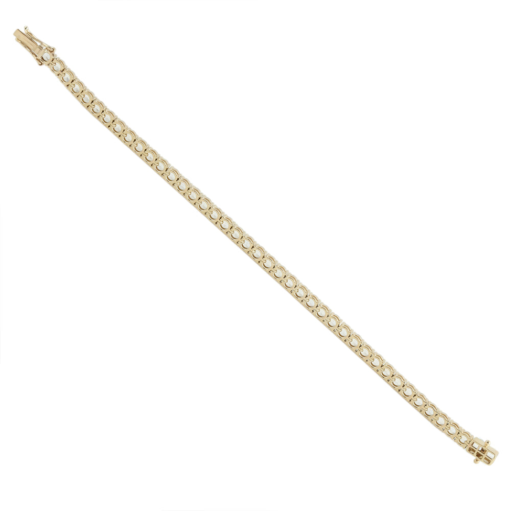 Natural Moonstone Blue Tennis Bracelet in 14K Yellow Gold