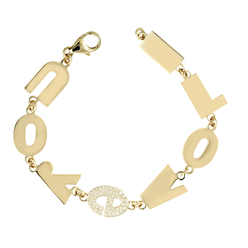 “LOVE” Letter Link Diamond Accent Bracelet in 14K Yellow Gold