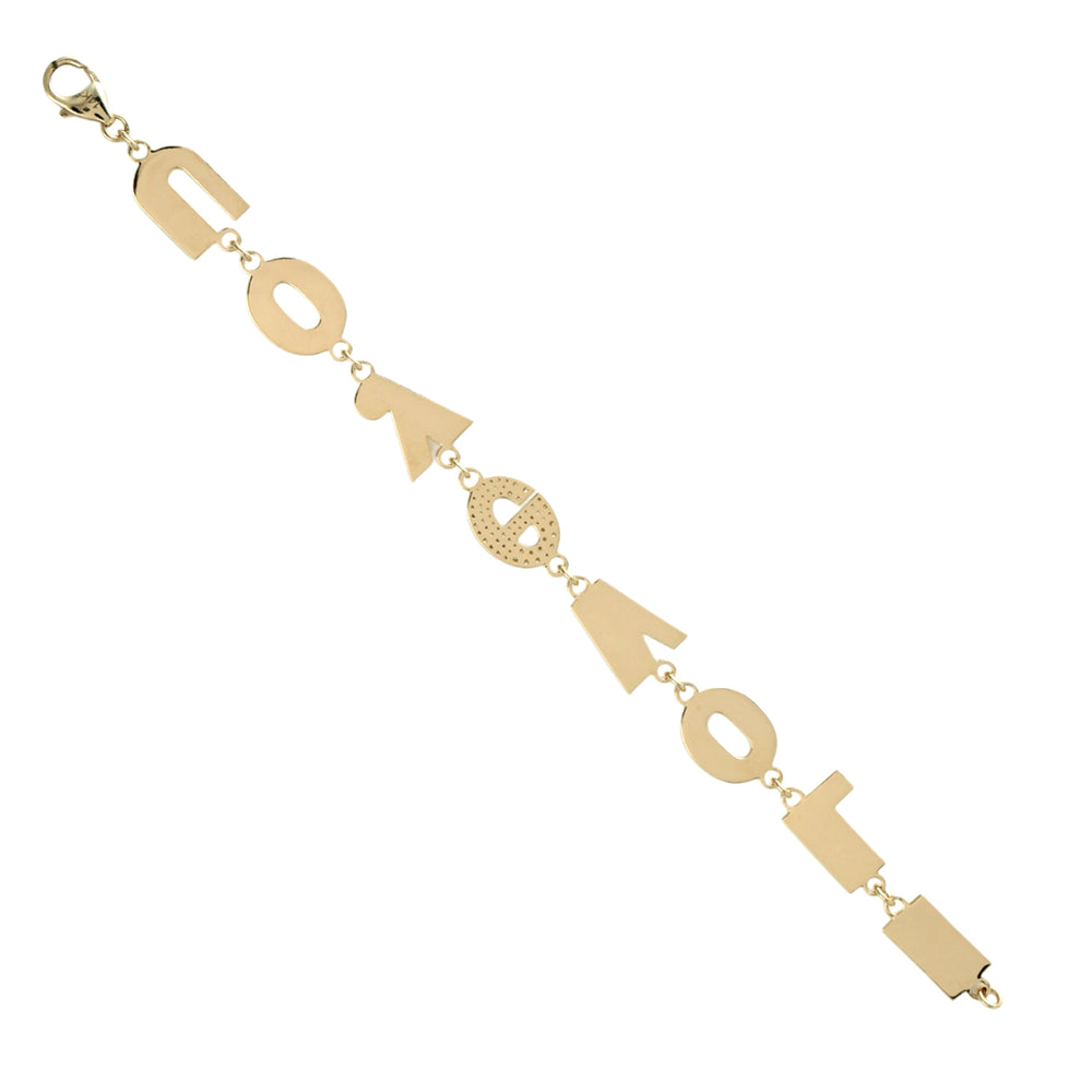 “LOVE” Letter Link Diamond Accent Bracelet in 14K Yellow Gold