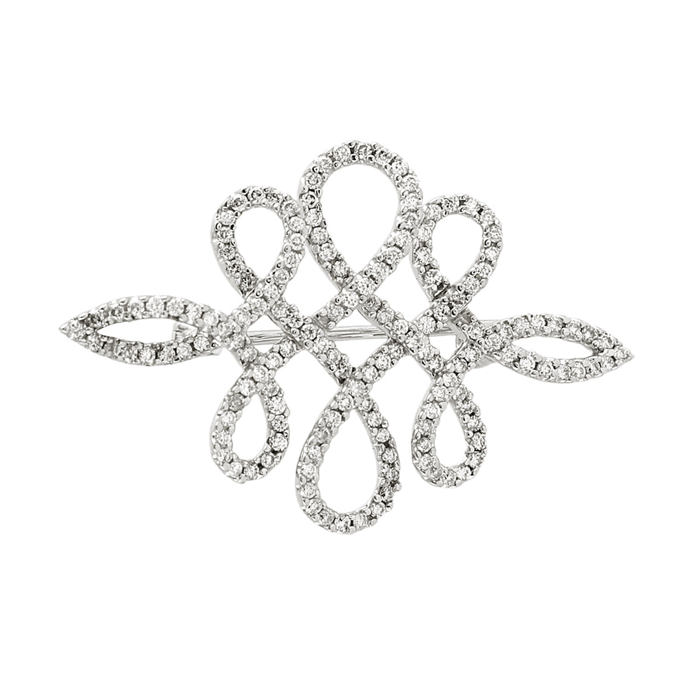 Elegant Diamond Infinity Loop Brooch in 18K White Gold