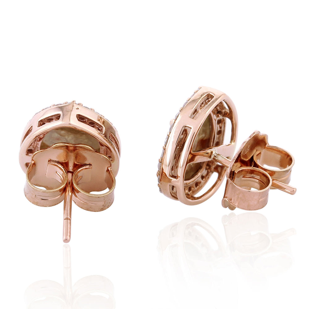 18K Rose Gold Prong Ice Diamond Minimal Stud Earrings For Her Birthday Gifts