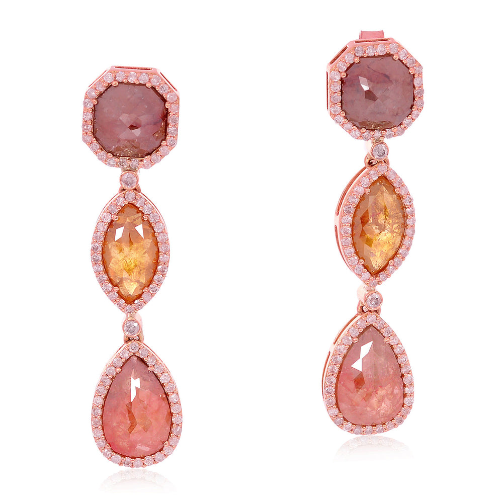 Mix Cut Ice Diamond Bridal Dangler In 18K Rose Gold For Women's