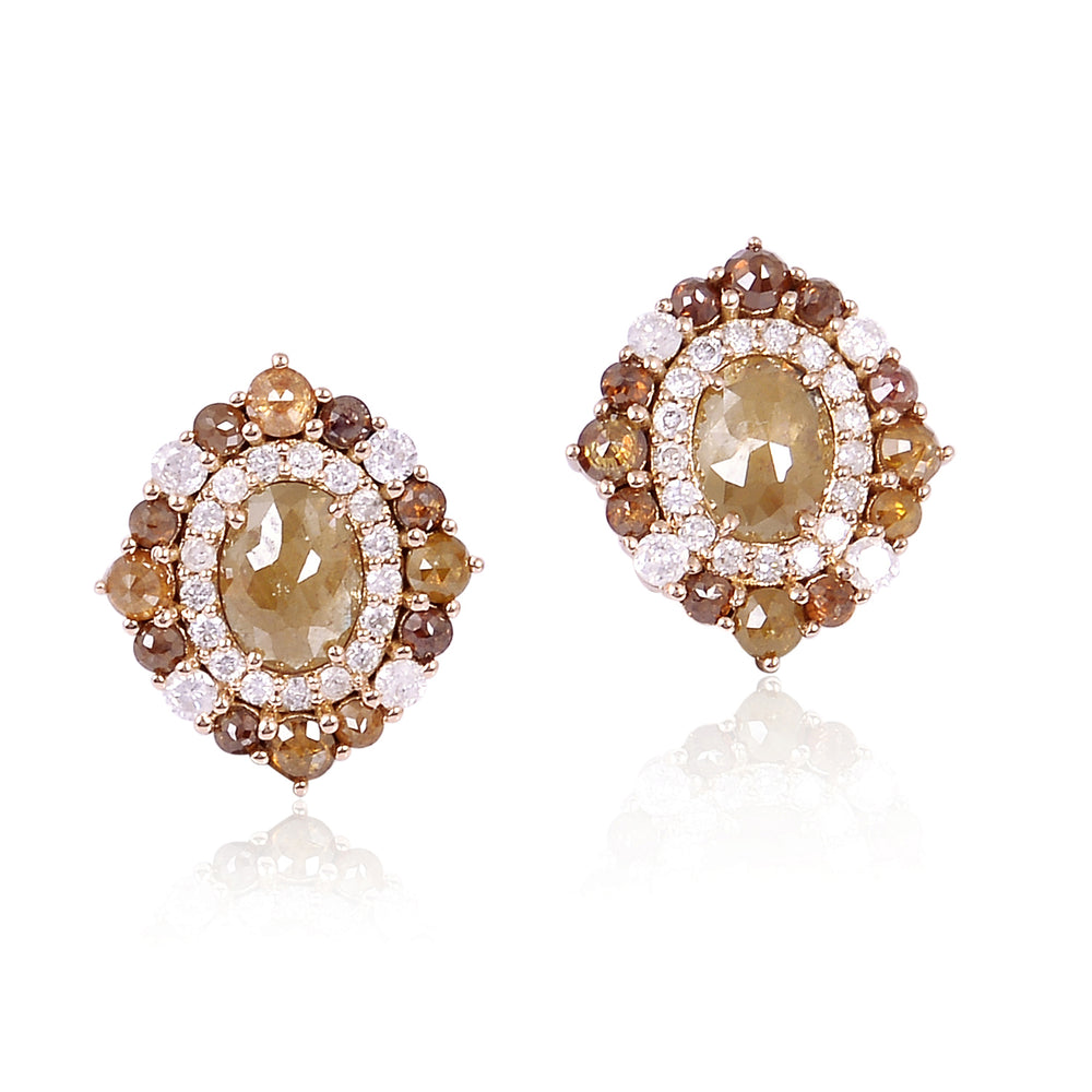 Ice Diamond Cluster Halo Stud Earrings in 18K Rose Gold