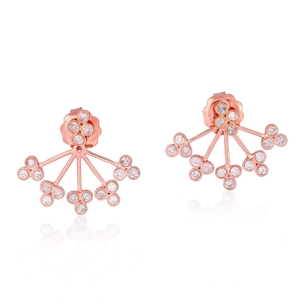 Bezel Set Diamond Fan Jacket Earrings in 18K Rose Gold