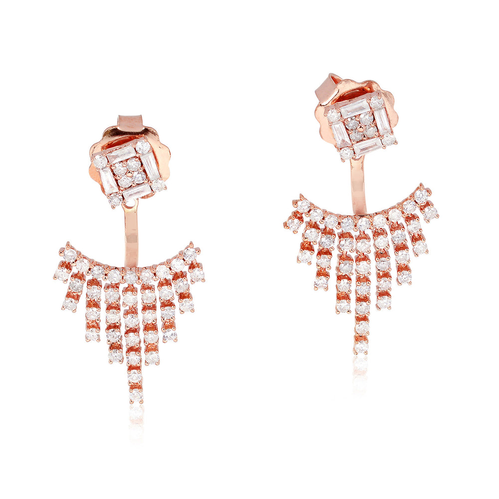 Diamond Fringe Ear Jacket Earrings in 18K Rose Gold