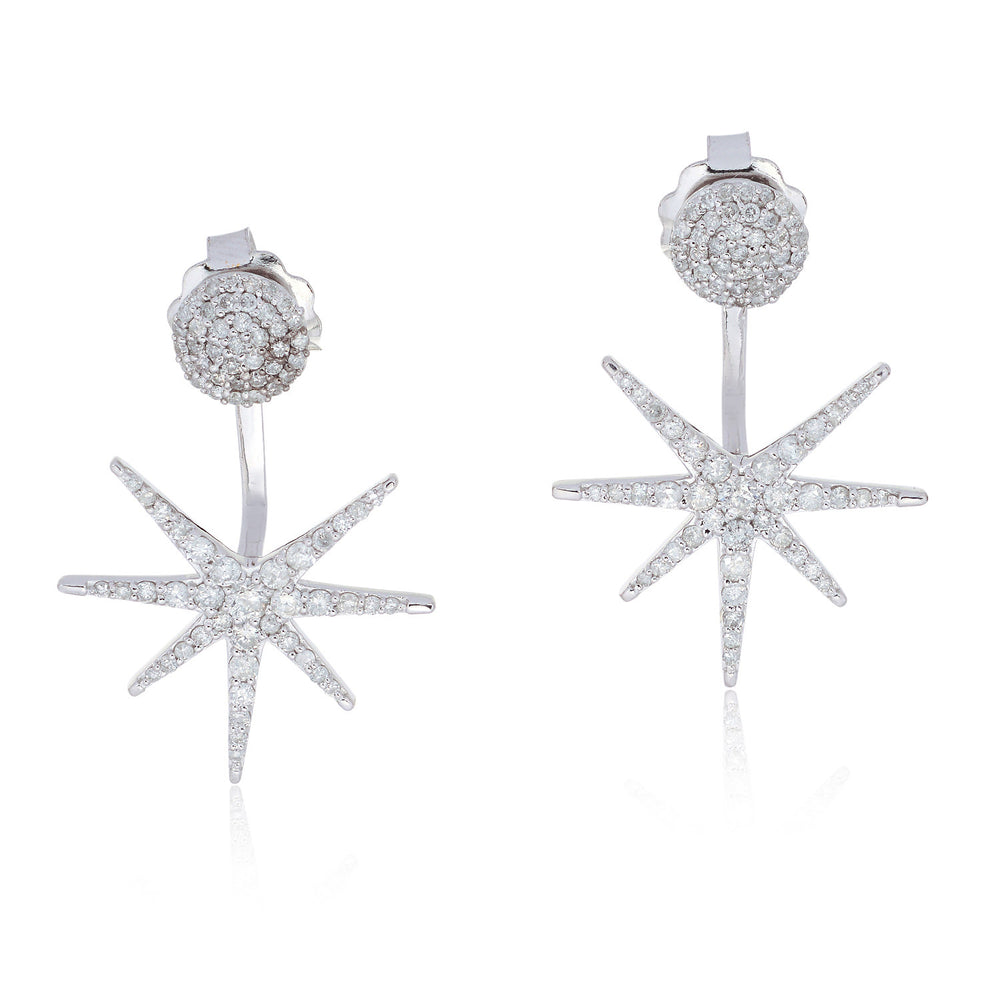 Diamond Starburst Ear Jacket Earrings in 18K White Gold